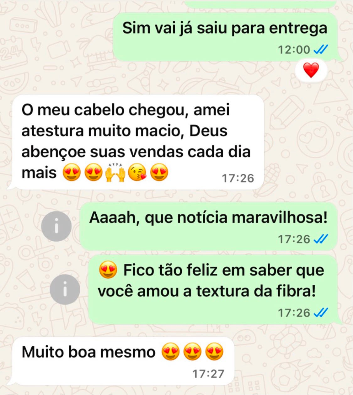 Cliente diz que amou a textura macia da fibra