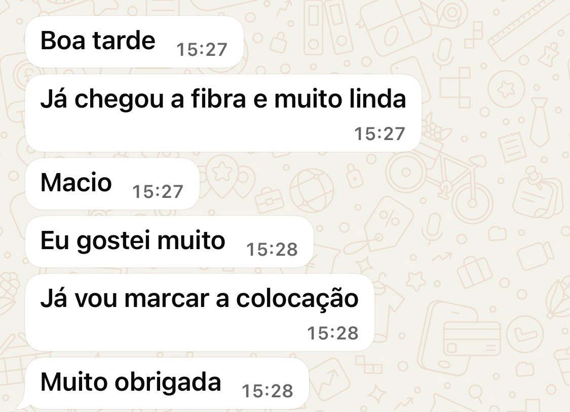 Cliente diz que a fibra chegou linda e macia