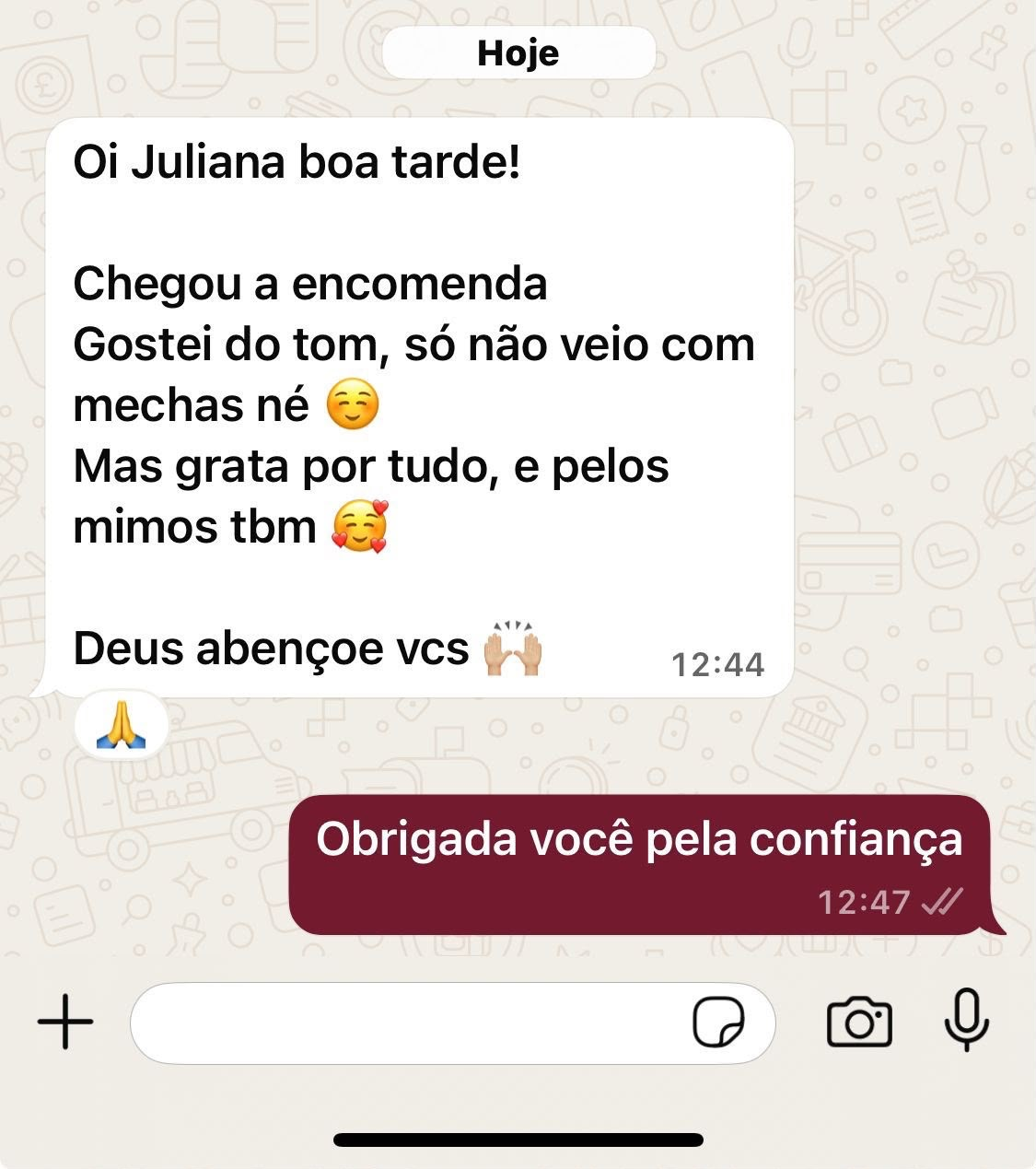 Cliente elogia o tom do cabelo e os mimos recebidos